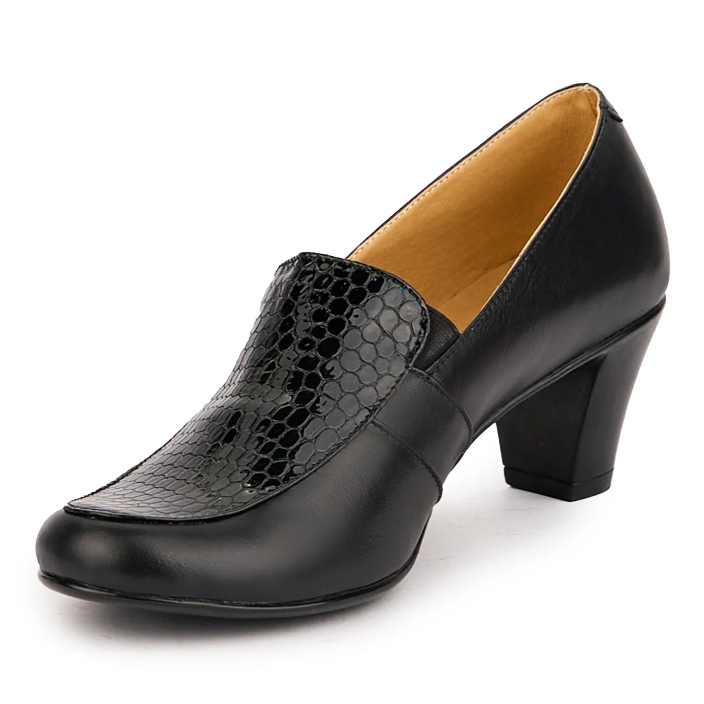 Pantofi dama din piele naturala neagra cu toc 6 cm 16879 - Image 3