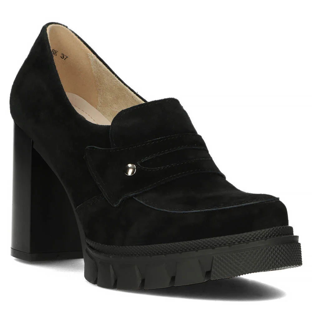 Pantofi dama din piele naturala neagra cu toc de 10cm 13142 - Image 2