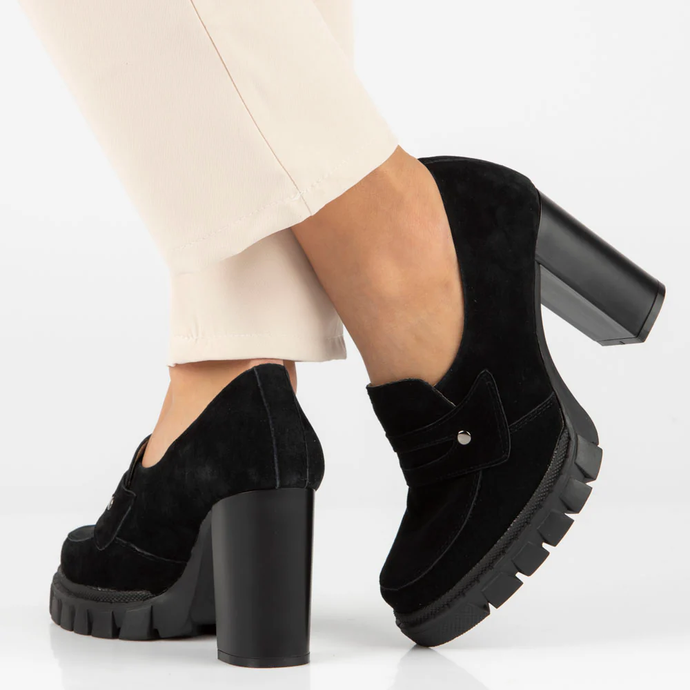 Pantofi dama din piele naturala neagra cu toc de 10cm 13142 - Image 5