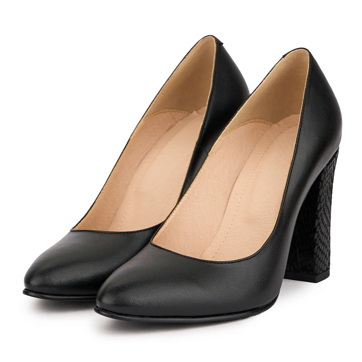 Pantofi dama din piele naturala neagra cu toc gros 10 cm 16456 - Image 3