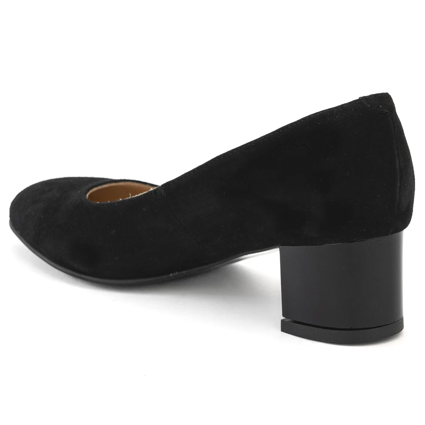 Pantofi dama din piele naturala neagra cu toc gros 13974 - Image 2