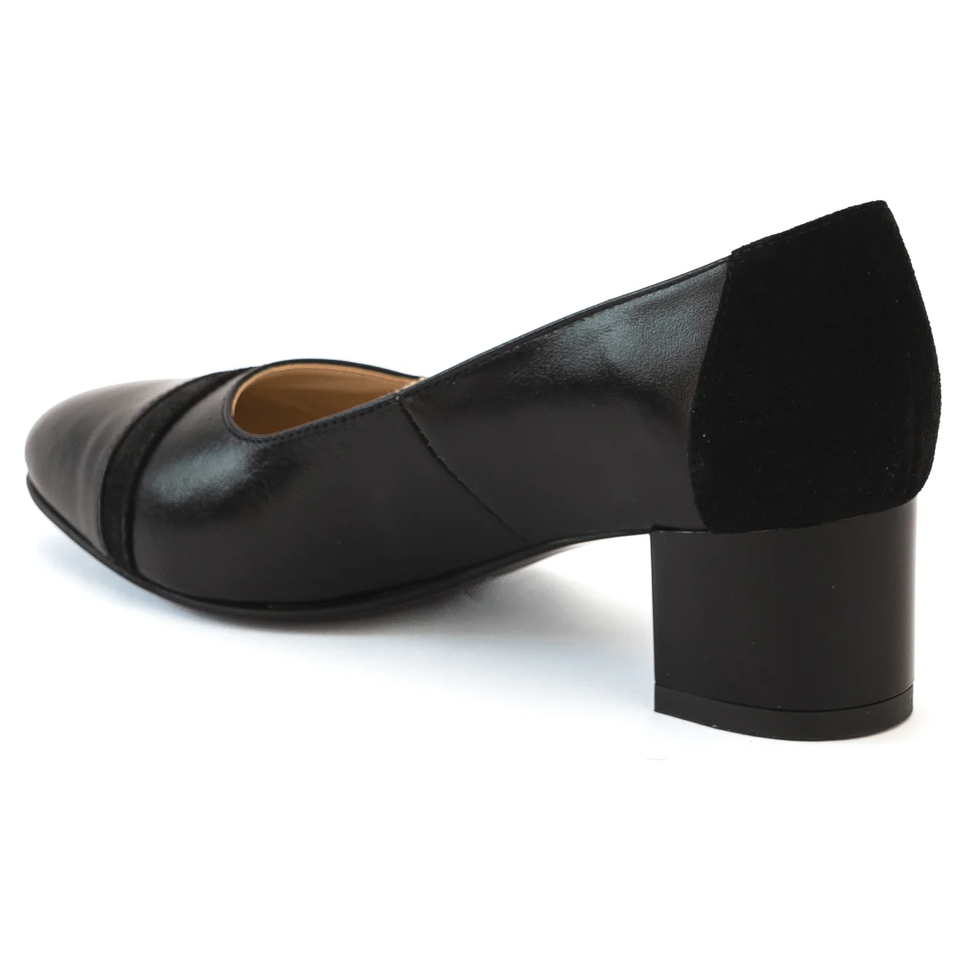 Pantofi dama din piele naturala neagra cu toc gros 13980 - Image 2