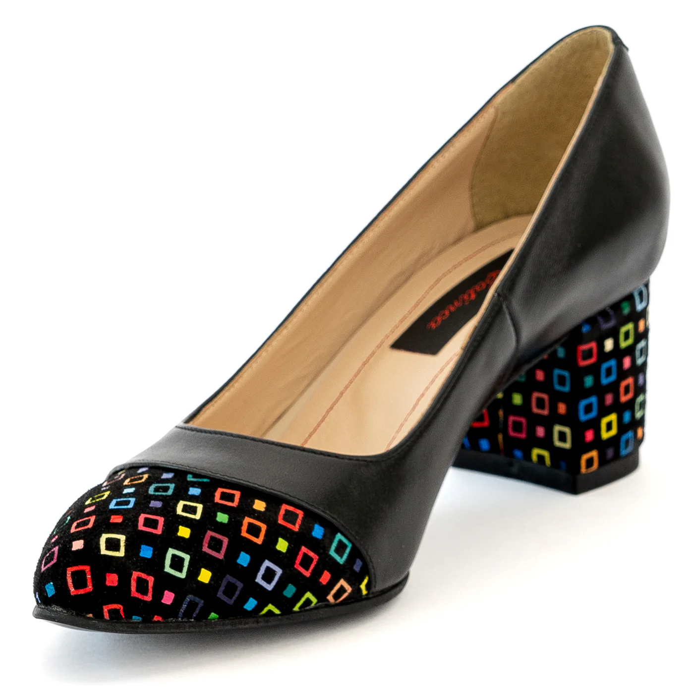 Pantofi dama din piele naturala neagra cu toc gros 13983 - Image 3
