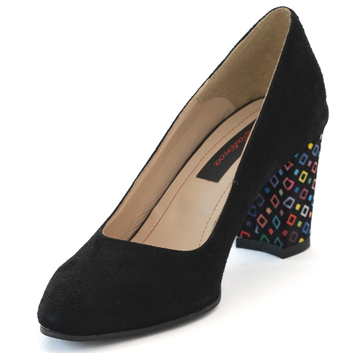 Pantofi dama din piele naturala neagra cu toc gros 13989 - Image 3