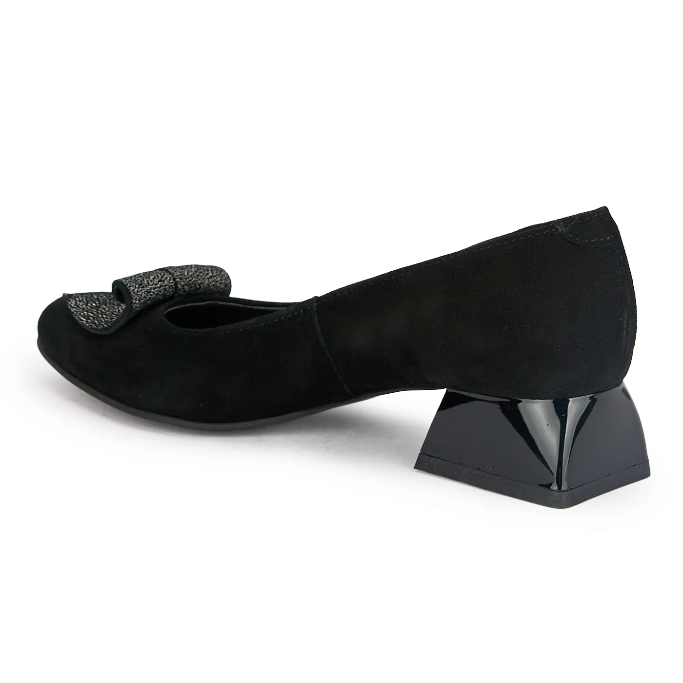 Pantofi dama din piele naturala neagra cu toc gros 3.5 cm 18902 - Image 2