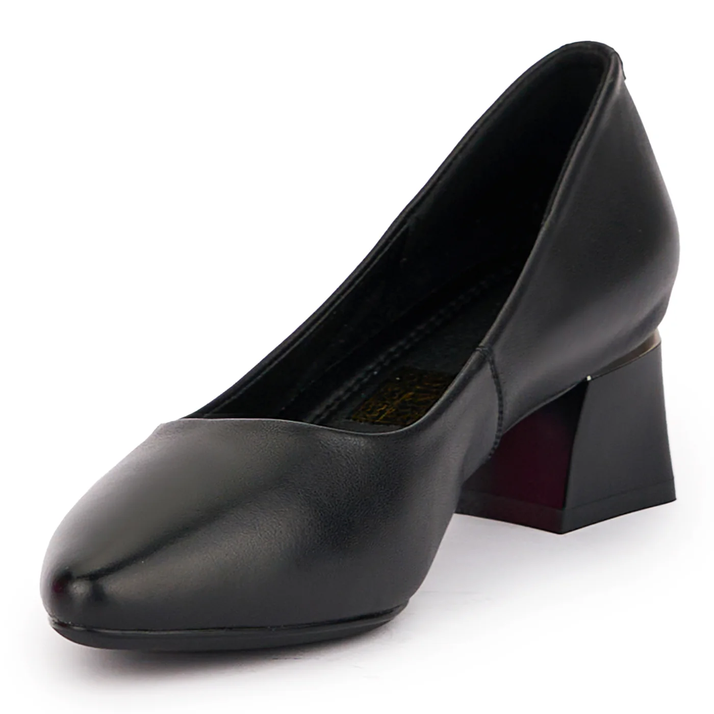 Pantofi dama din piele naturala neagra cu toc gros 4.5 cm 16836 - Image 4