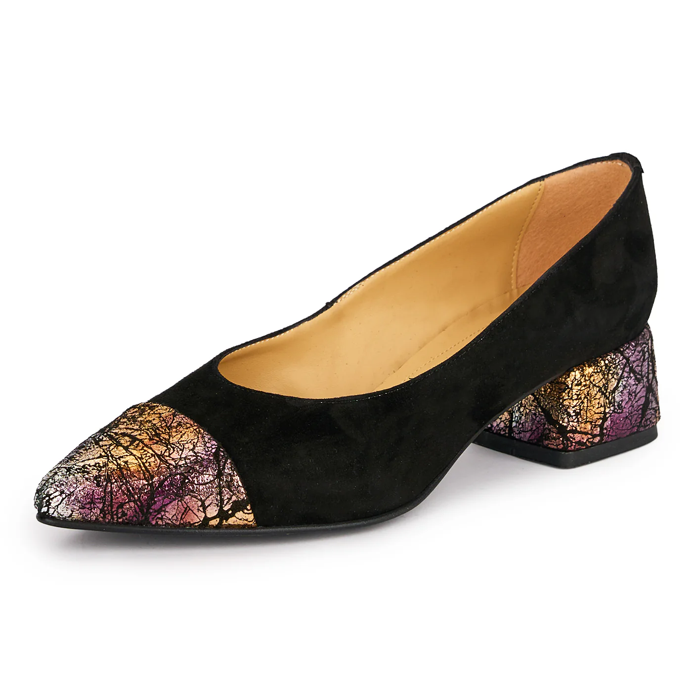 Pantofi dama din piele naturala neagra cu toc gros 4.5 cm 18856 - Image 4