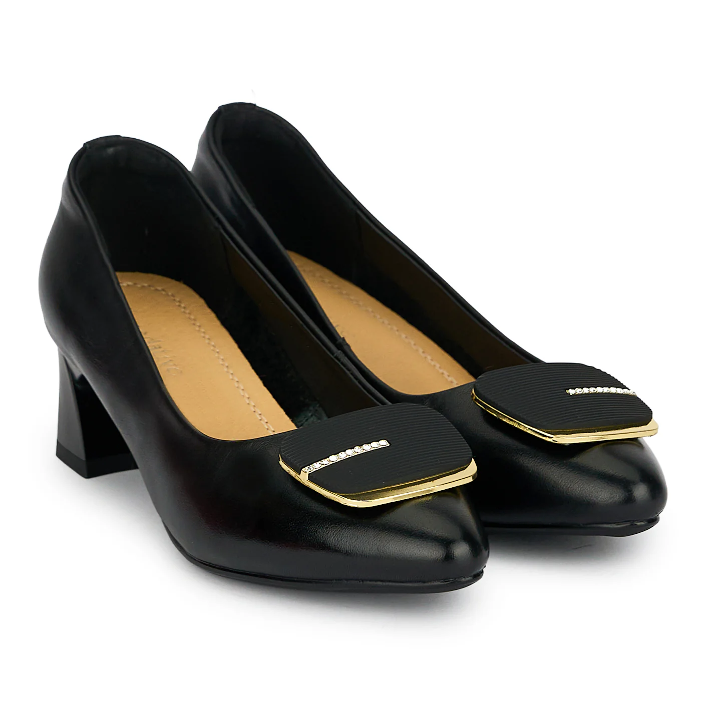 Pantofi dama din piele naturala neagra cu toc gros 4.5 cm 19245 - Image 4