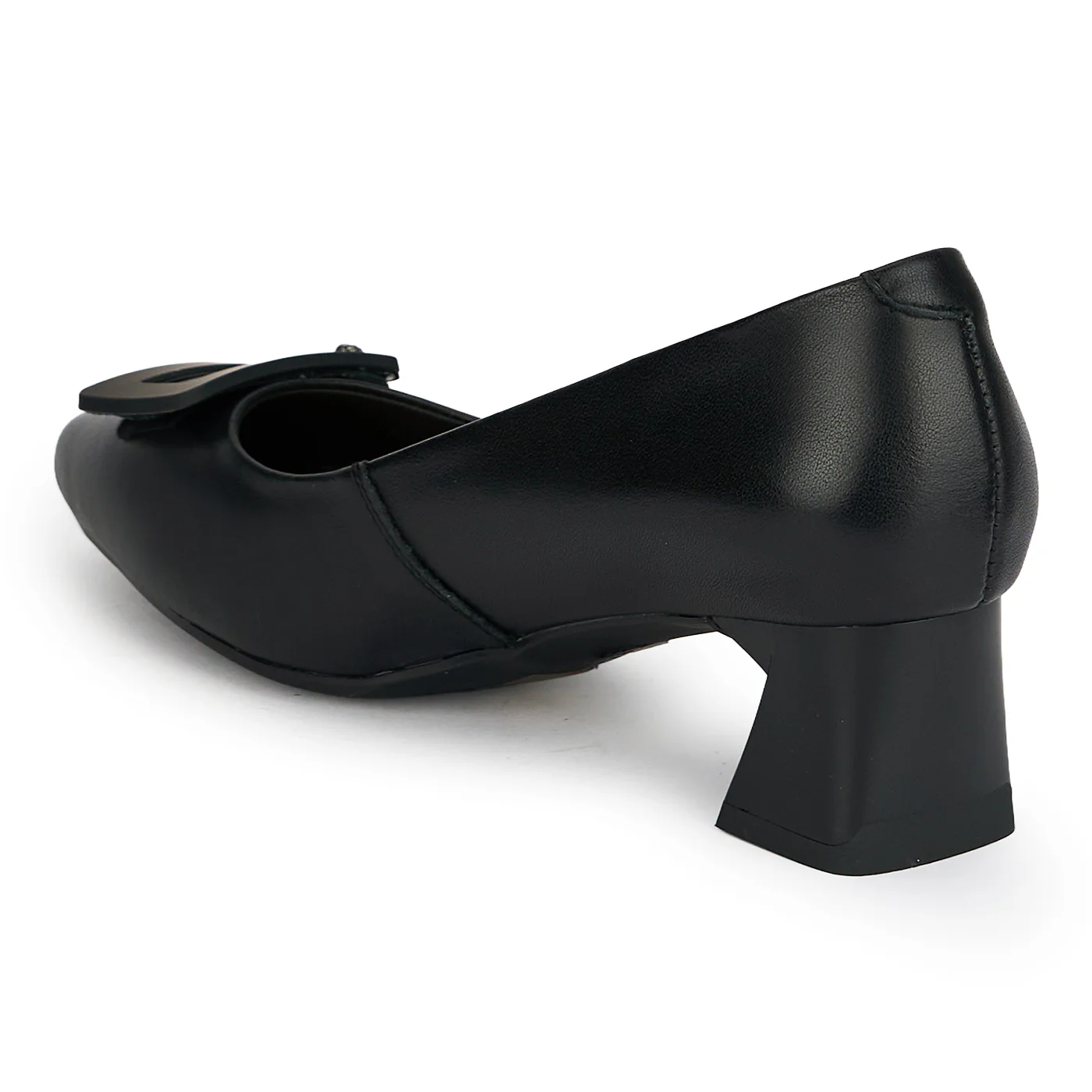 Pantofi dama din piele naturala neagra cu toc gros 4.5 cm 19370 - Image 2