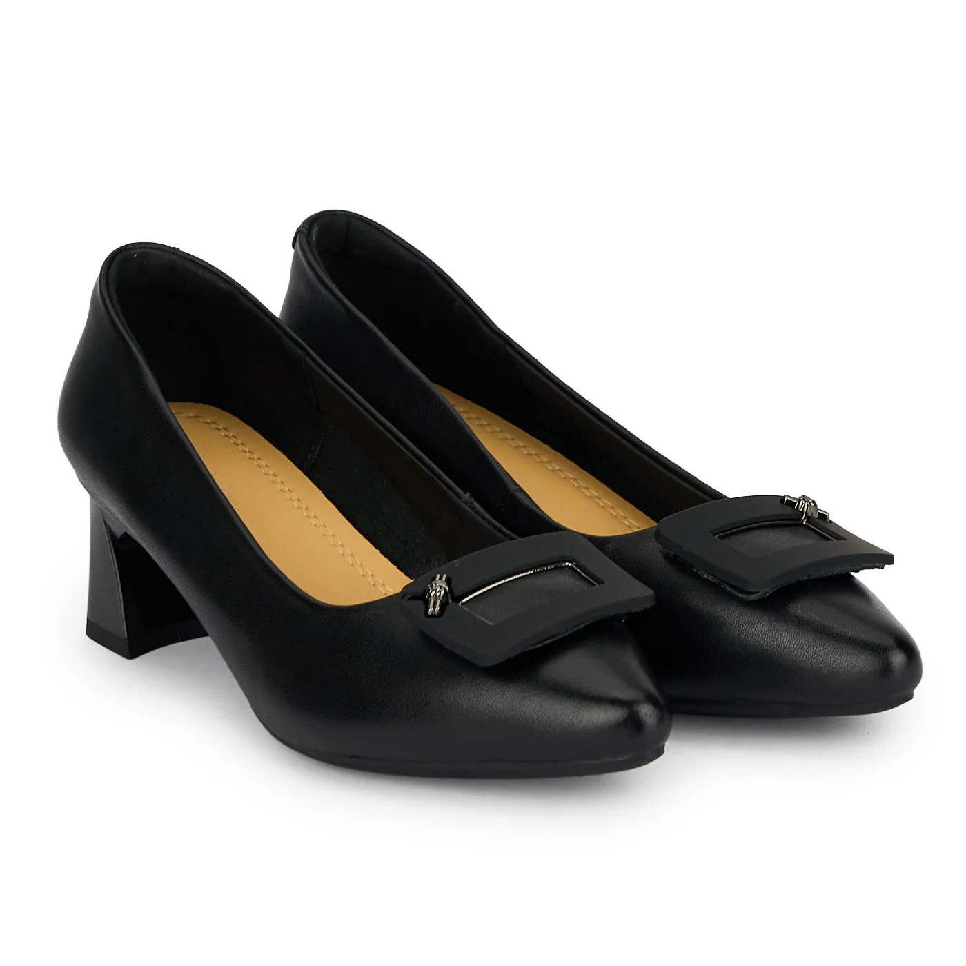 Pantofi dama din piele naturala neagra cu toc gros 4.5 cm 19370 - Image 4