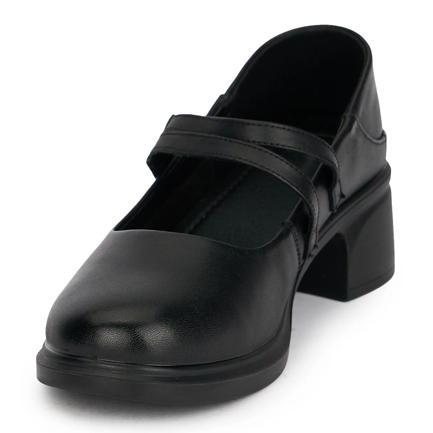 Pantofi dama din piele naturala neagra cu toc gros 4.5 cm 19586 - Image 3