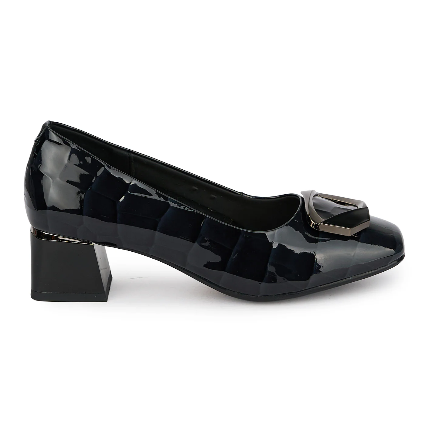 Pantofi dama din piele naturala neagra cu toc gros 4.5 cm 19589
