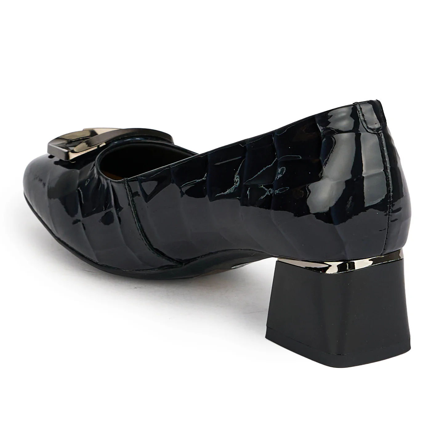 Pantofi dama din piele naturala neagra cu toc gros 4.5 cm 19589 - Image 2
