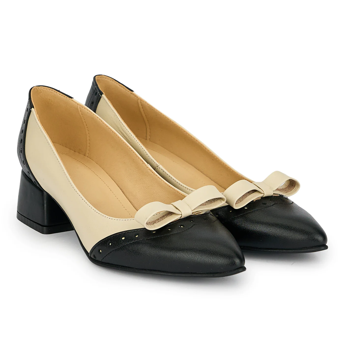 Pantofi dama din piele naturala neagra cu toc gros 4 cm 19223 - Image 4