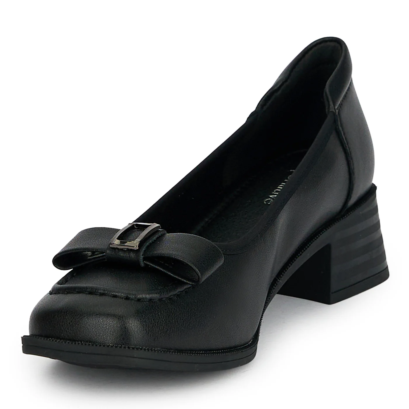 Pantofi dama din piele naturala neagra cu toc gros 4 cm 19349 - Image 3