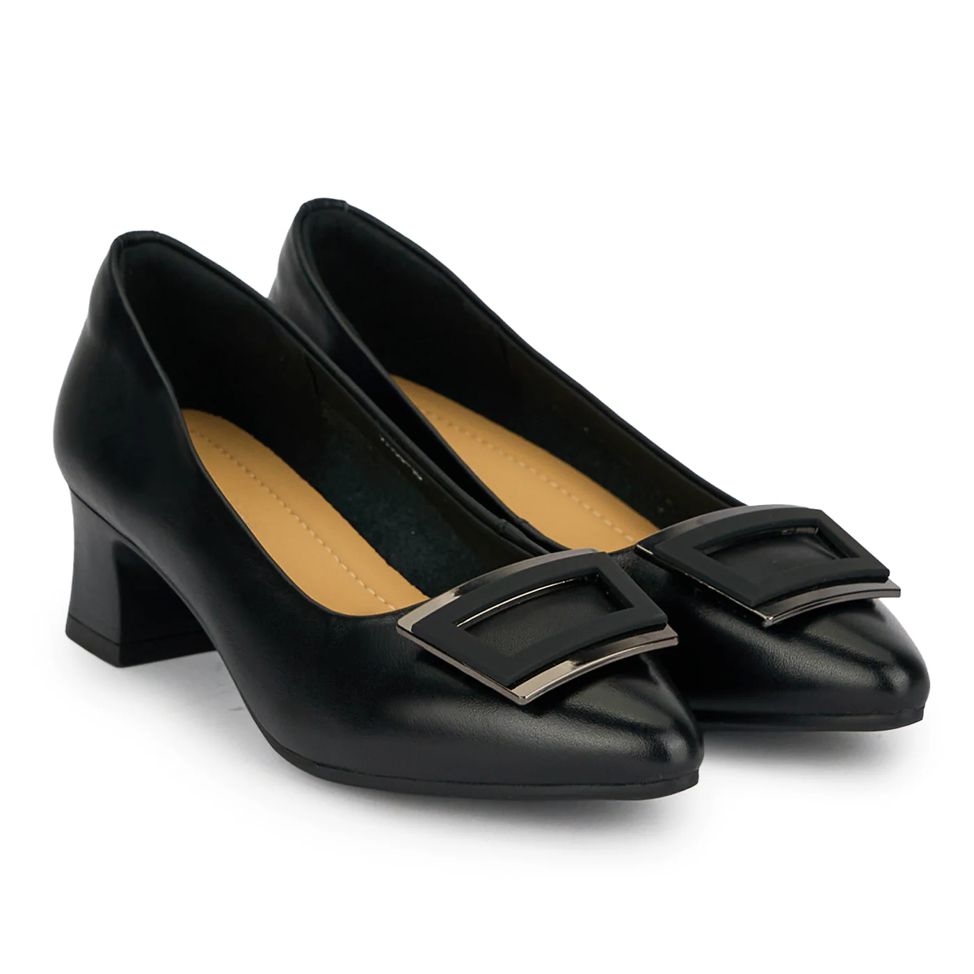 Pantofi dama din piele naturala neagra cu toc gros 4 cm 19369 - Image 4