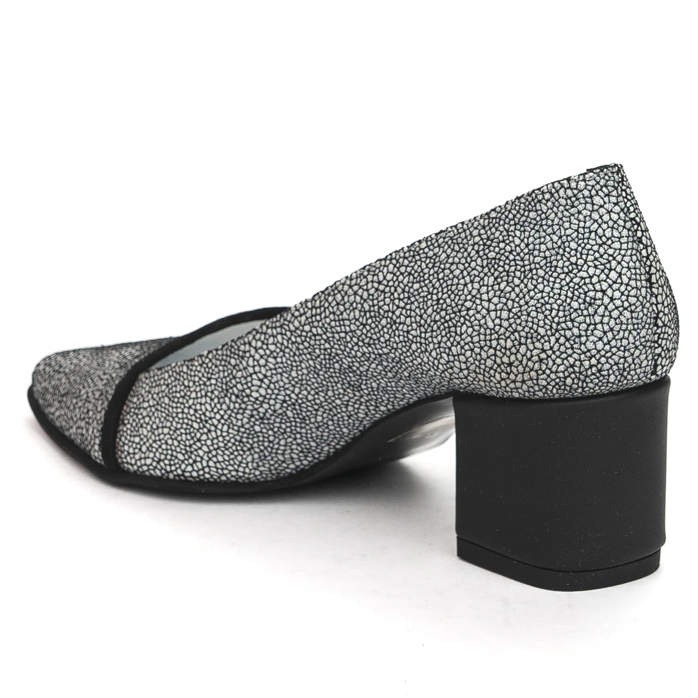 Pantofi dama din piele naturala neagra cu toc gros 5.5 cm 13842 - Image 2