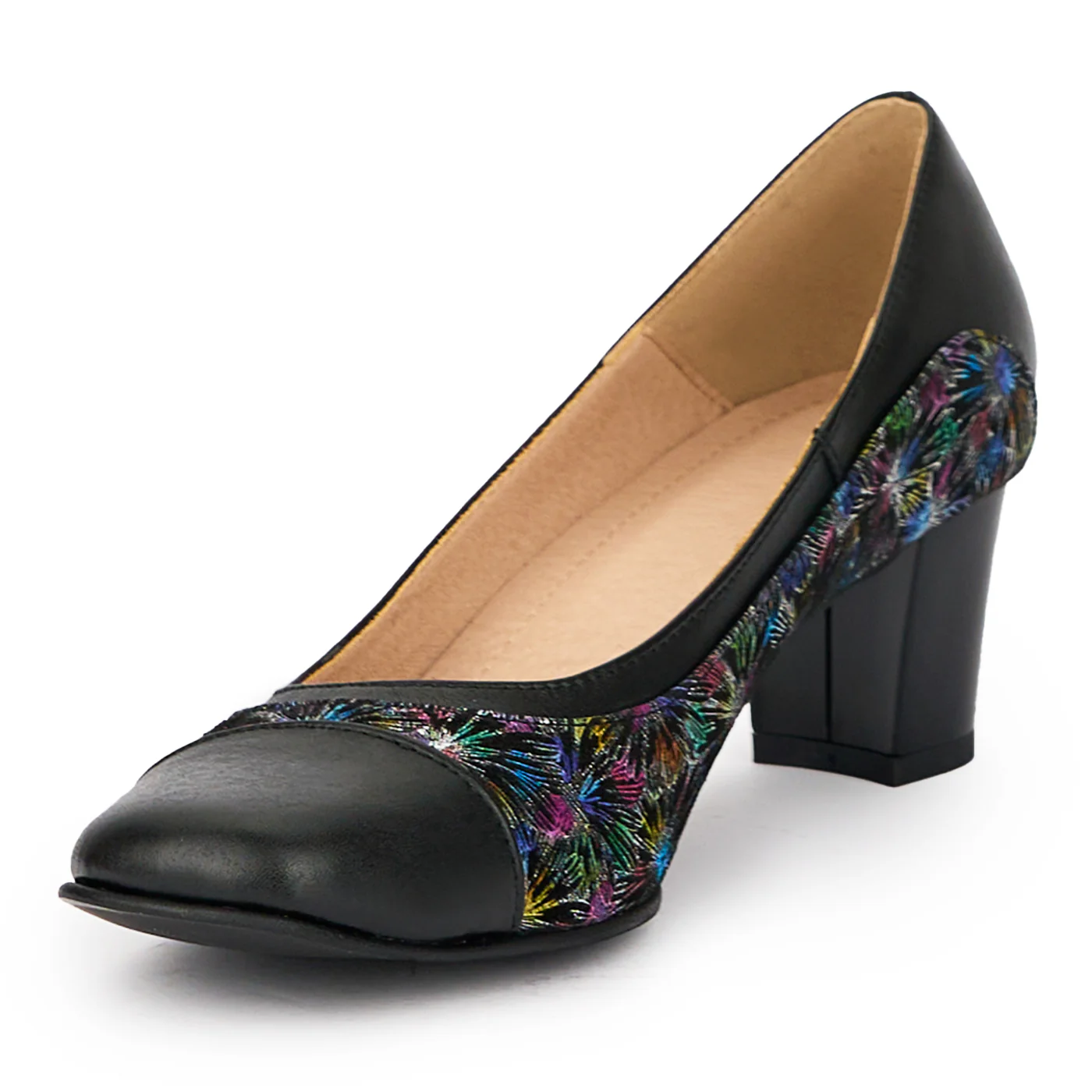 Pantofi dama din piele naturala neagra cu toc gros 5.5  cm 15454 - Image 3