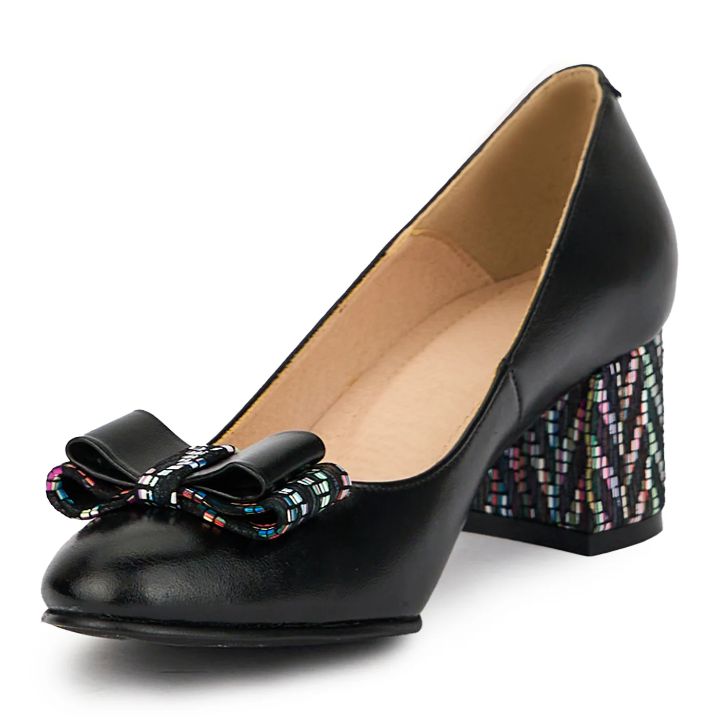Pantofi dama din piele naturala neagra cu toc gros 5.5 cm 15858 - Image 3