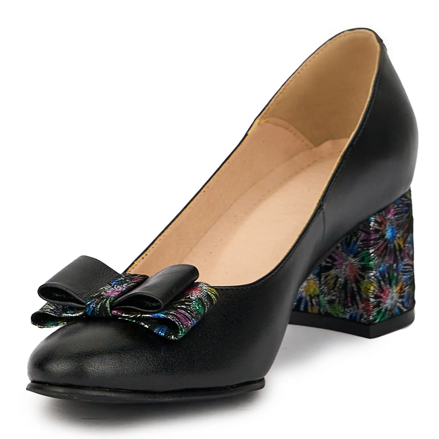 Pantofi dama din piele naturala neagra cu toc gros 5.5 cm 15859 - Image 3