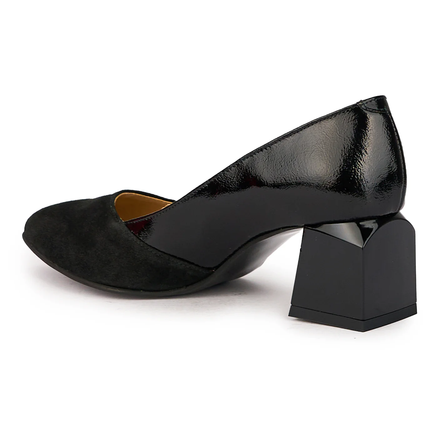 Pantofi dama din piele naturala neagra cu toc gros 5.5 cm 15980 - Image 2