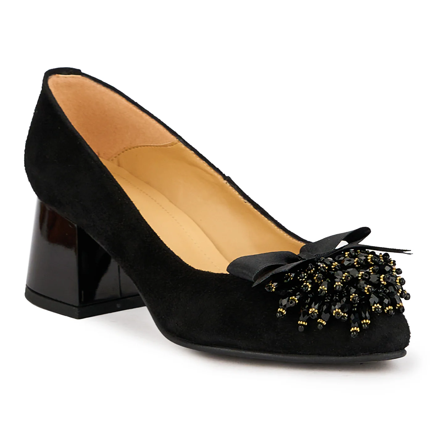 Pantofi dama din piele naturala neagra cu toc gros 5.5 cm 16363 - Image 3