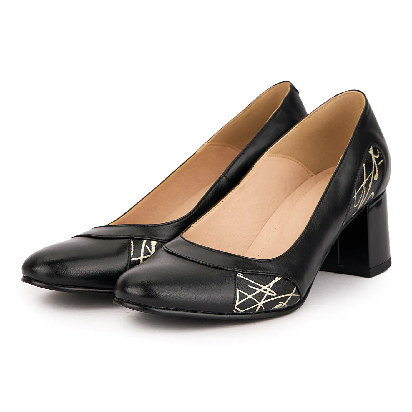 Pantofi dama din piele naturala neagra cu toc gros 5.5 cm 16610 - Image 3