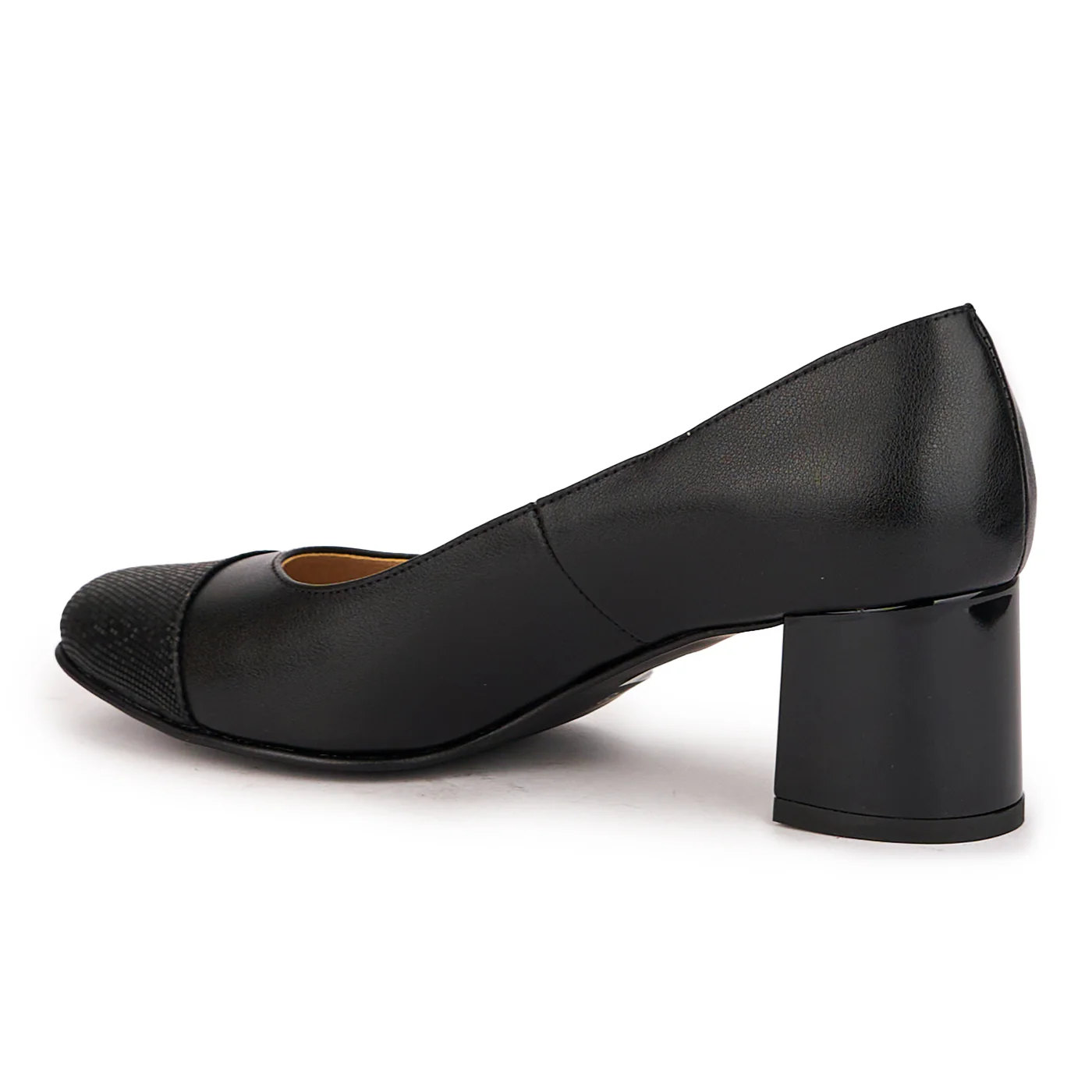 Pantofi dama din piele naturala neagra cu toc gros 5.5 cm 16613 - Image 2