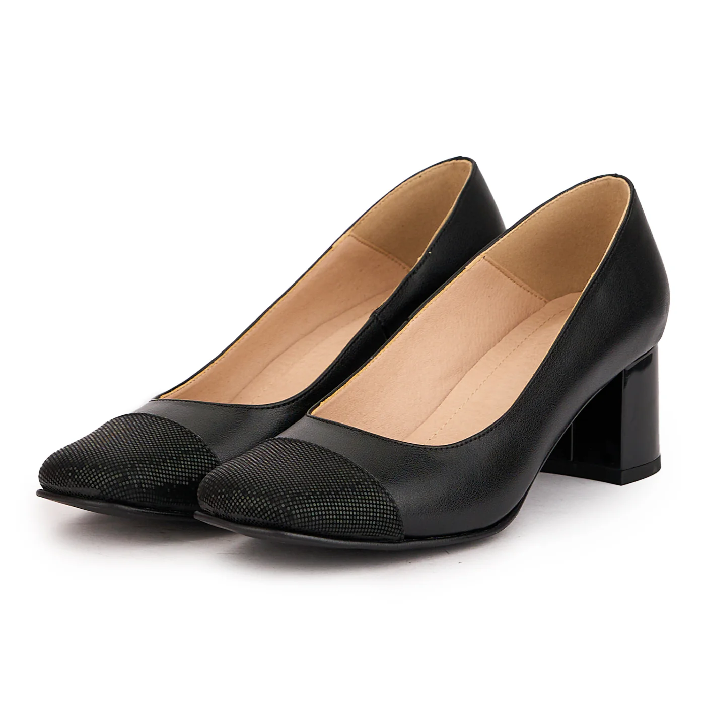 Pantofi dama din piele naturala neagra cu toc gros 5.5 cm 16613 - Image 3
