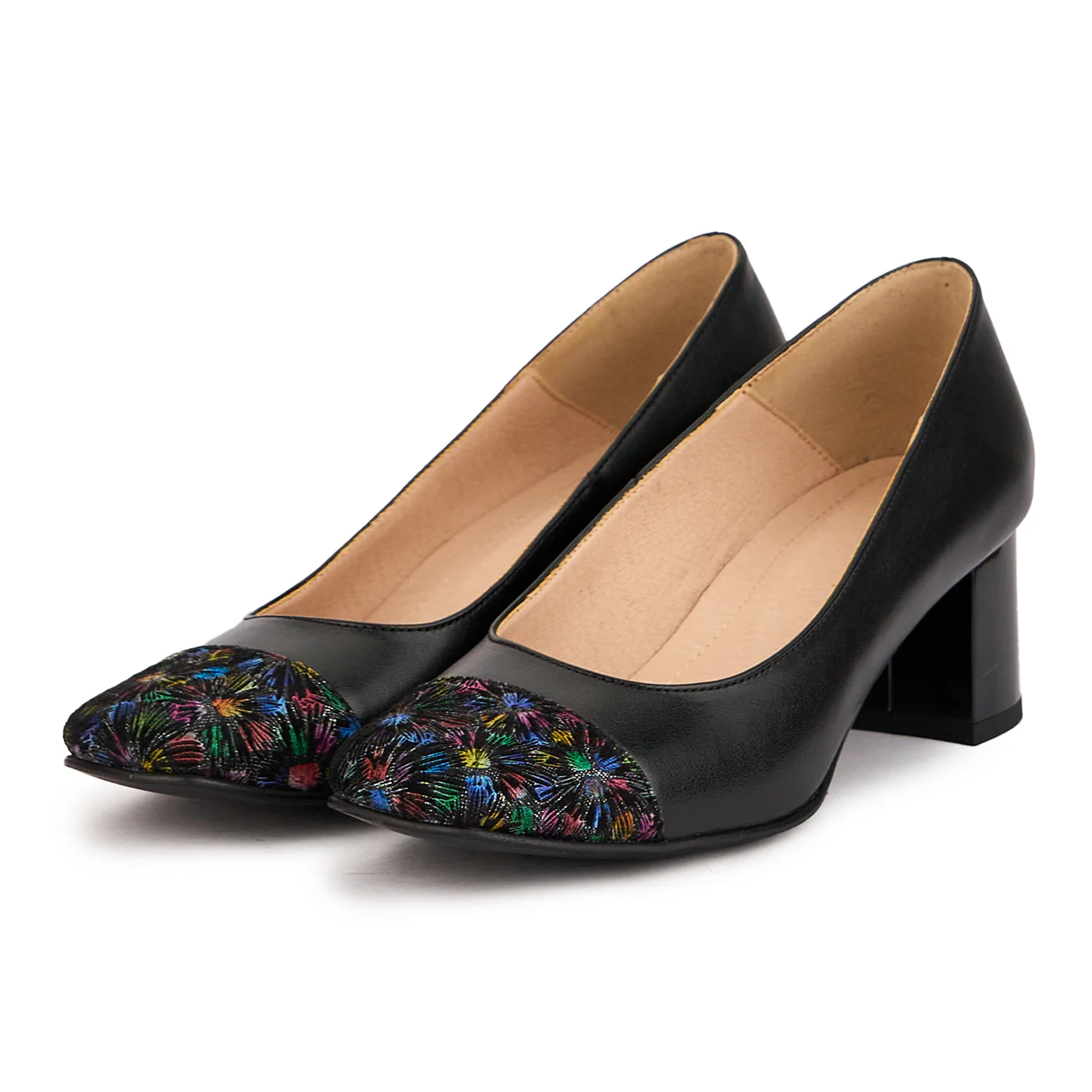 Pantofi dama din piele naturala neagra cu toc gros 5.5 cm 16615 - Image 3