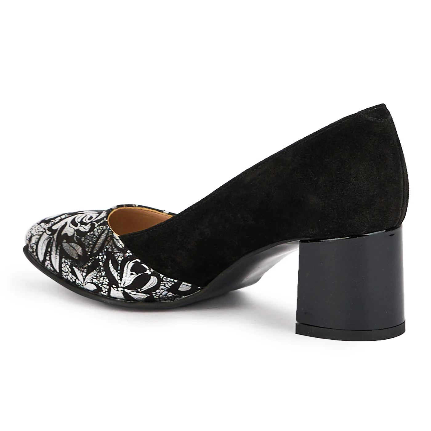 Pantofi dama din piele naturala neagra cu toc gros 5.5 cm 17049 - Image 2