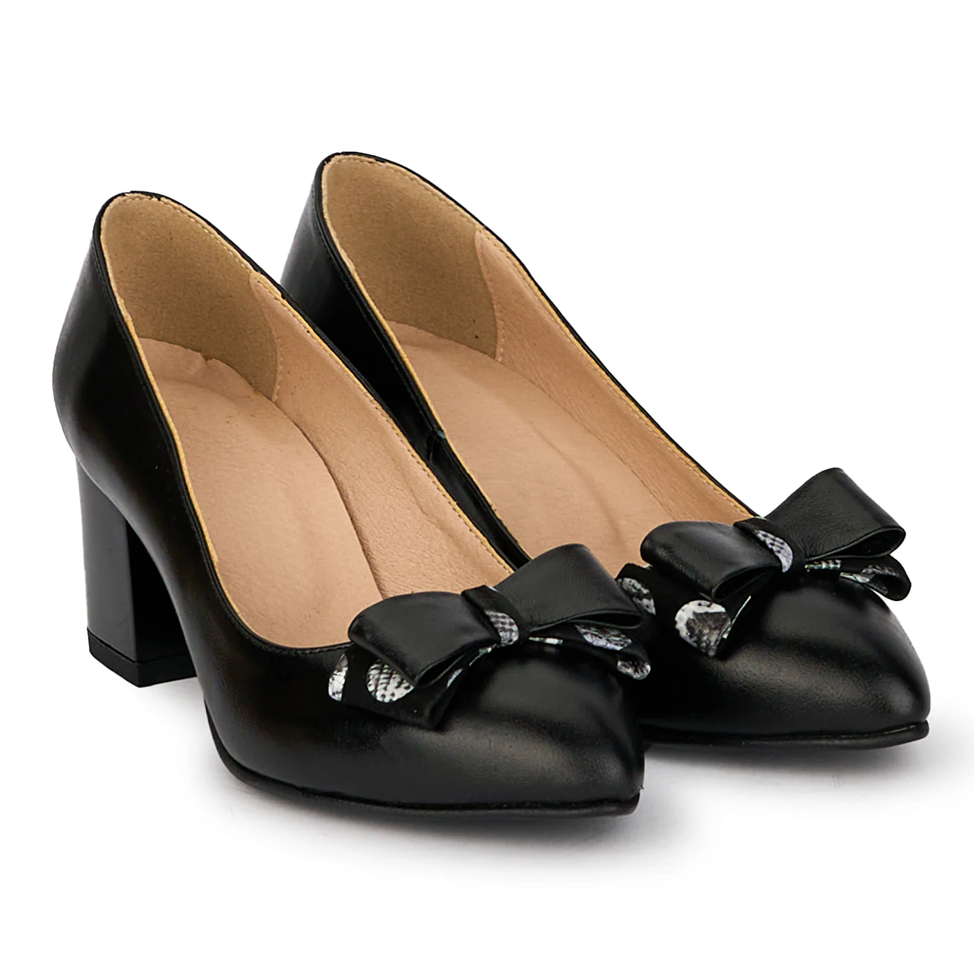 Pantofi dama din piele naturala neagra cu toc gros 5.5 cm 18121 - Image 4