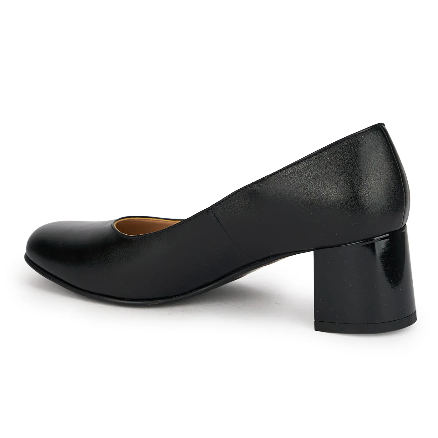 Pantofi dama din piele naturala neagra cu toc gros 5.5 cm 18989 - Image 2