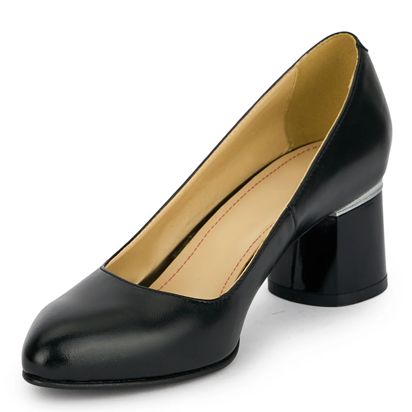 Pantofi dama din piele naturala neagra cu toc gros 5.5 cm 19443 - Image 3
