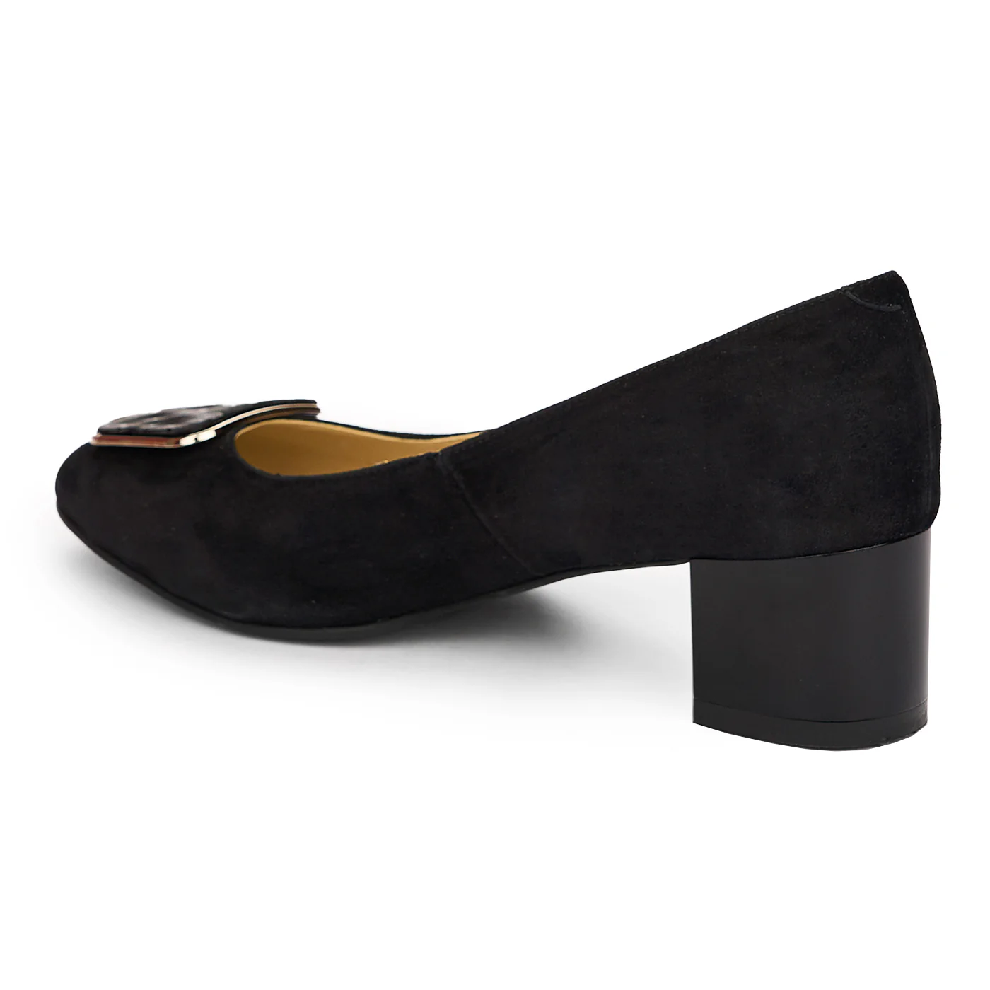 Pantofi dama din piele naturala neagra cu toc gros 5 cm 13810 - Image 2