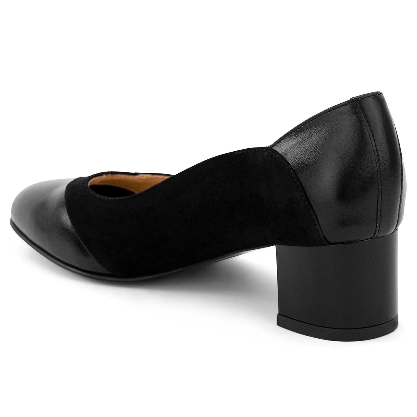 Pantofi dama din piele naturala neagra cu toc gros 5 cm 14195 - Image 2