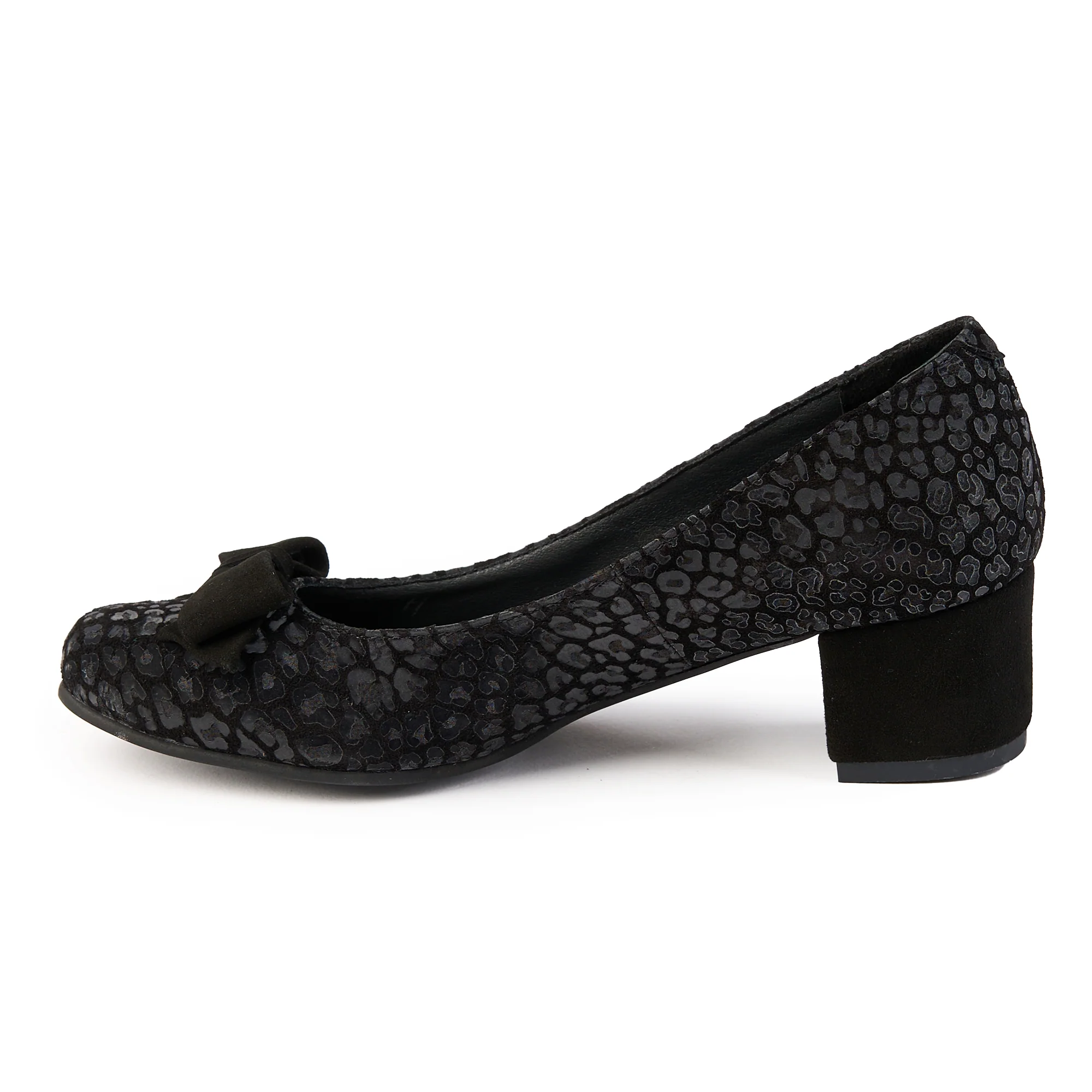 Pantofi dama din piele naturala neagra cu toc gros 5 cm 14828 - Image 2