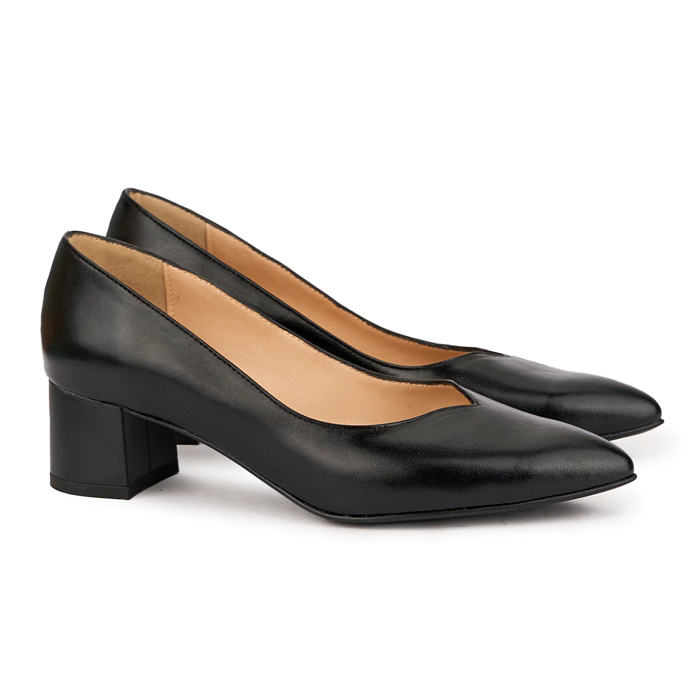Pantofi dama din piele naturala neagra cu toc gros 5 cm 16717 - Image 4