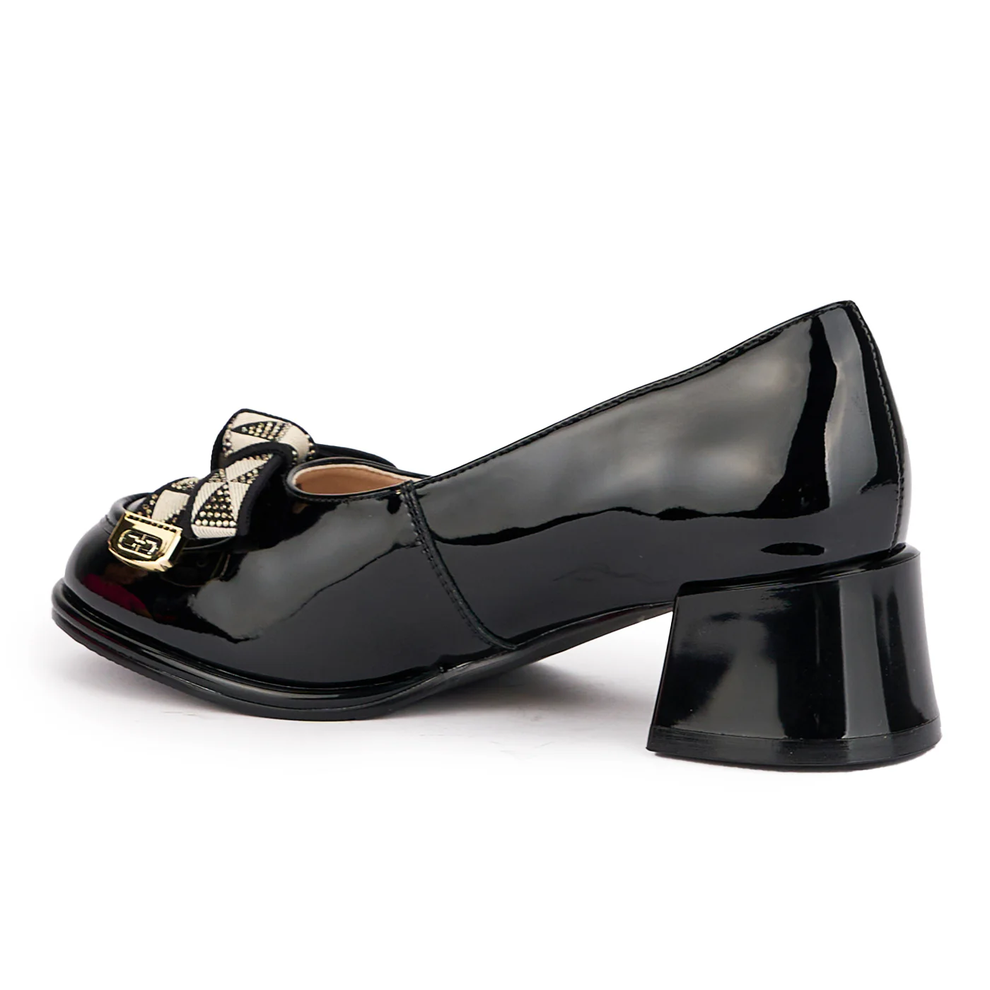 Pantofi dama din piele naturala neagra cu toc gros 5 cm 16834 - Image 4