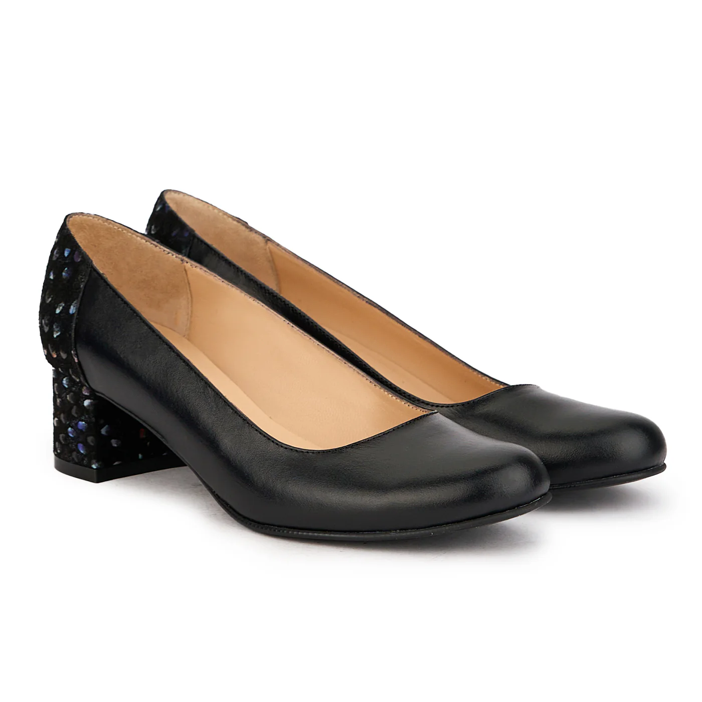Pantofi dama din piele naturala neagra cu toc gros 5 cm 16974 - Image 4