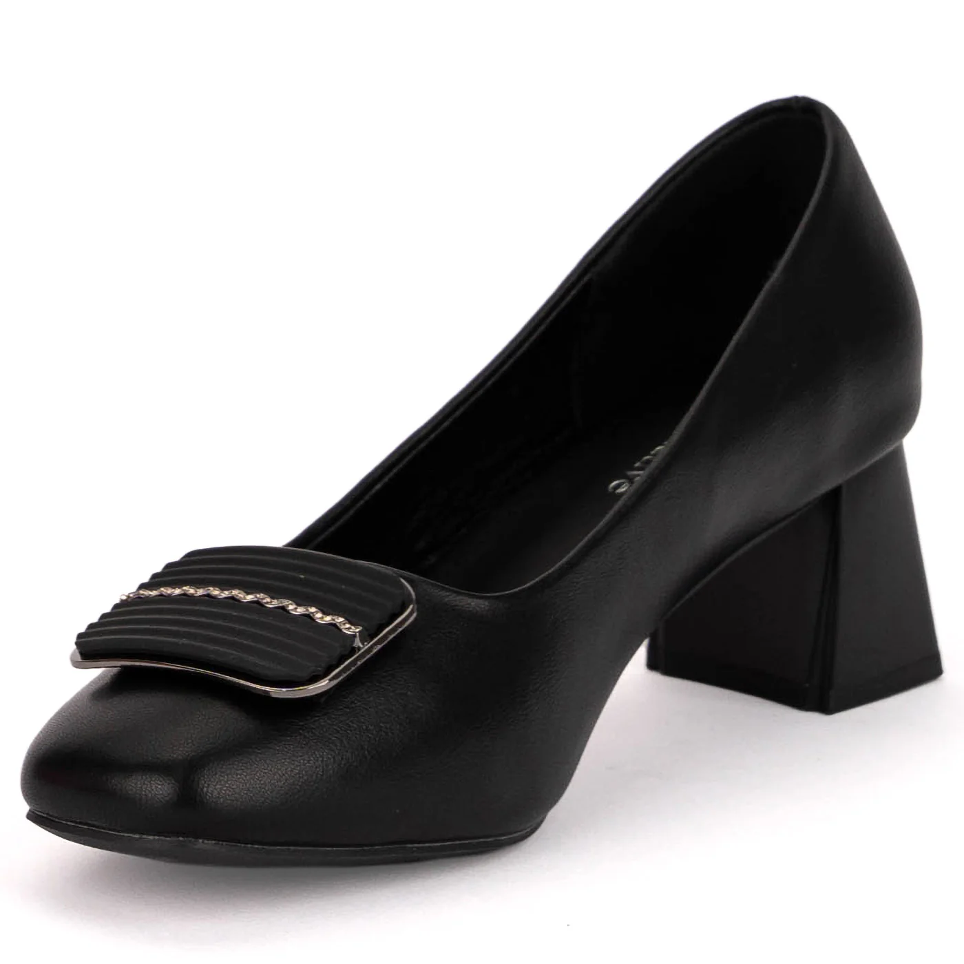 Pantofi dama din piele naturala neagra cu toc gros 5 cm 18798 - Image 3