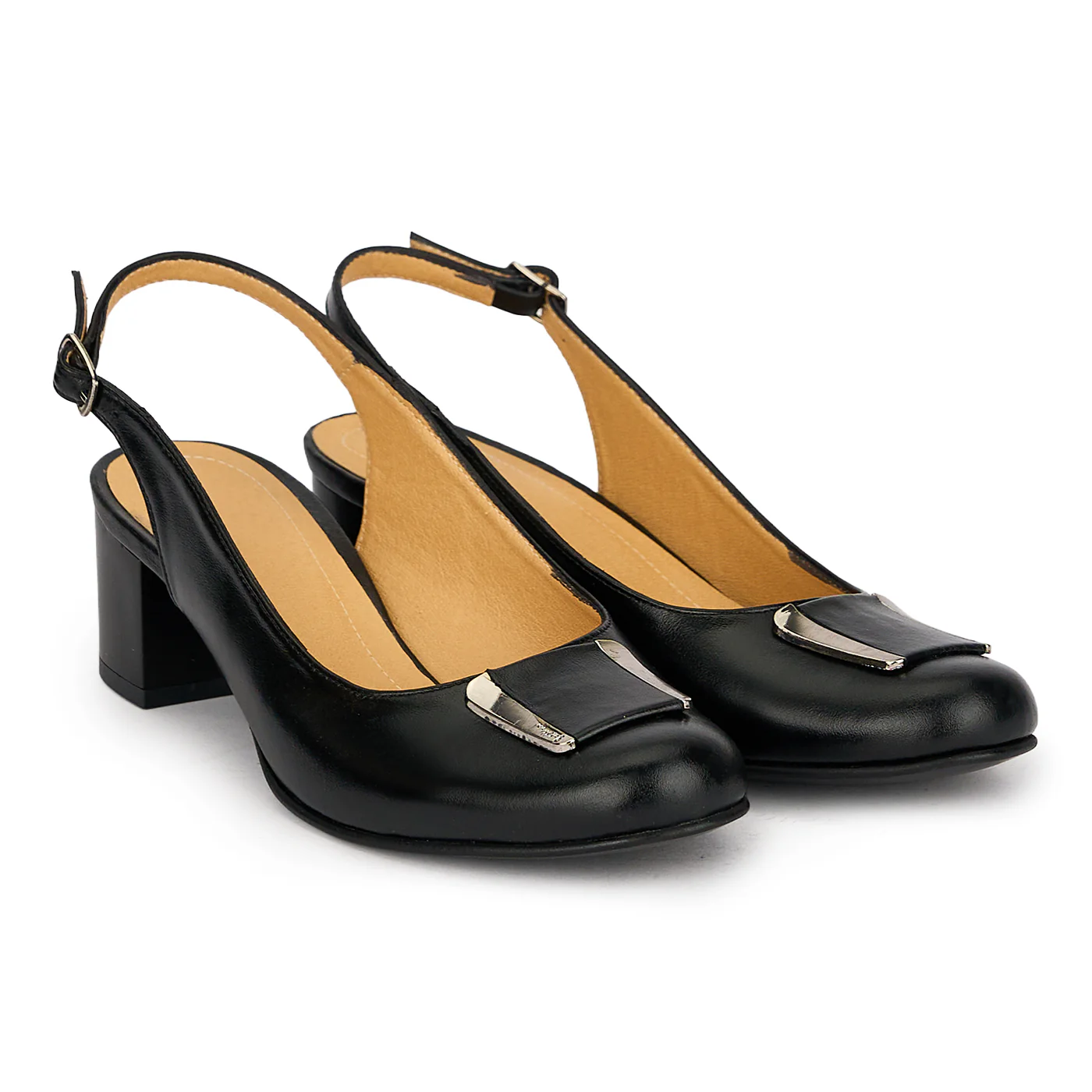 Pantofi dama din piele naturala neagra cu toc gros 5 cm 19693 - Image 4