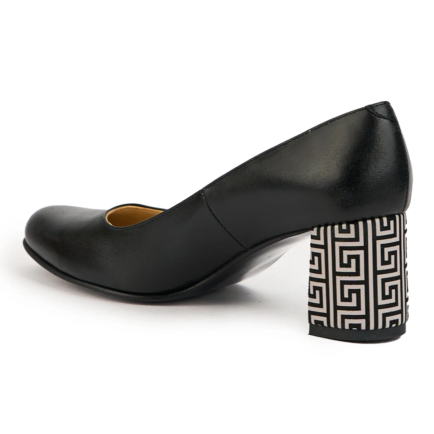 Pantofi dama din piele naturala neagra cu toc gros 6.5 cm 14767 - Image 2