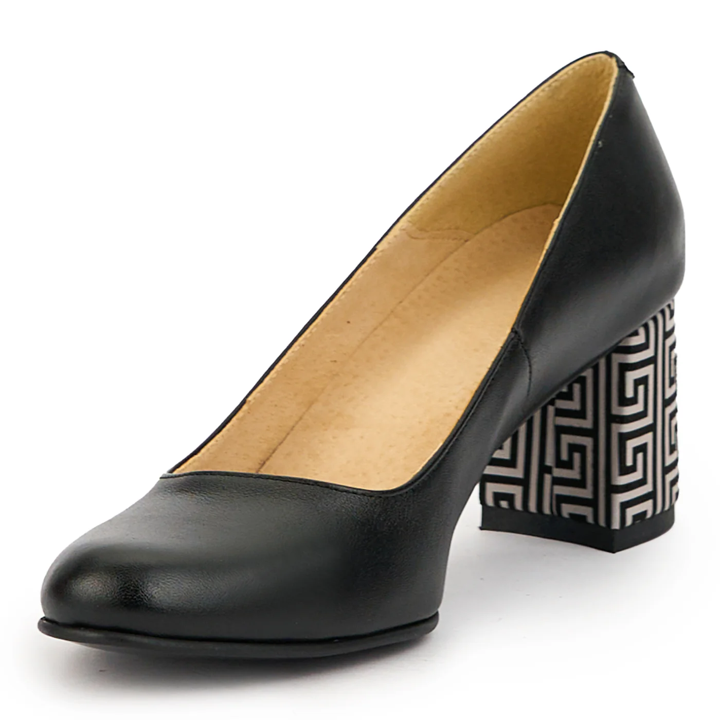 Pantofi dama din piele naturala neagra cu toc gros 6.5 cm 14767 - Image 3