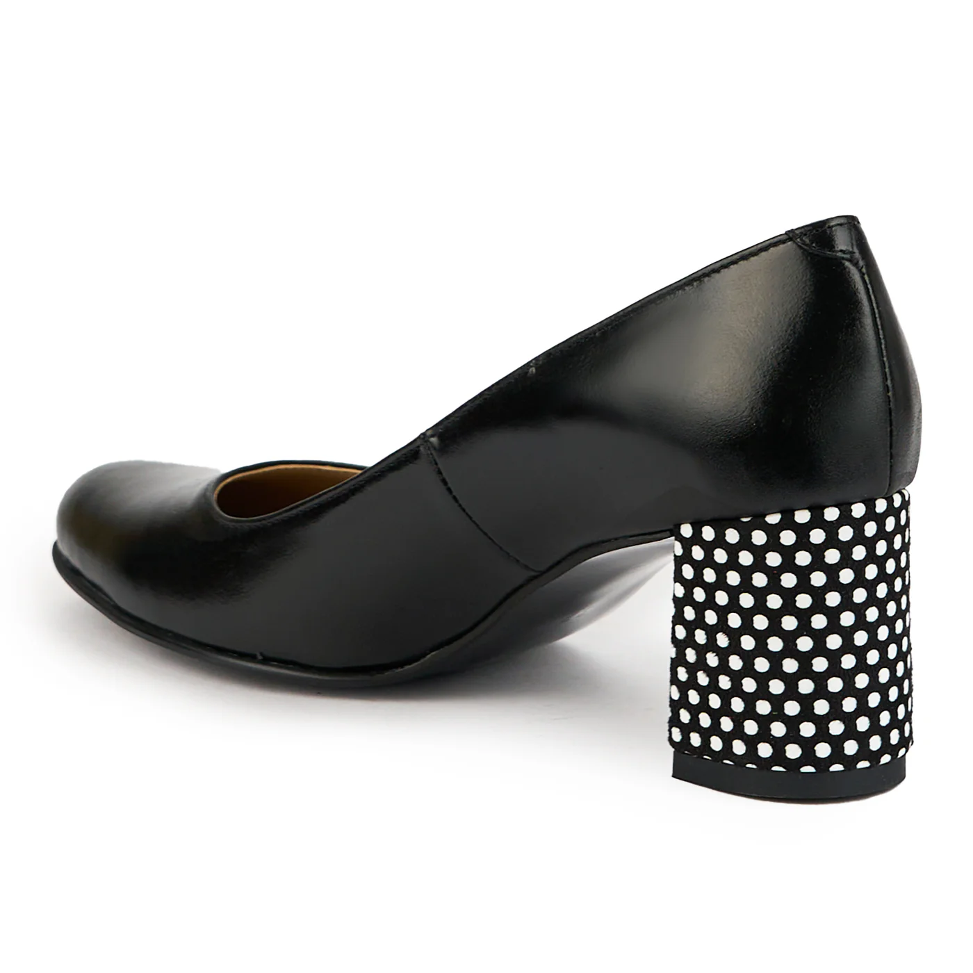 Pantofi dama din piele naturala neagra cu toc gros 6.5 cm 14913 - Image 2