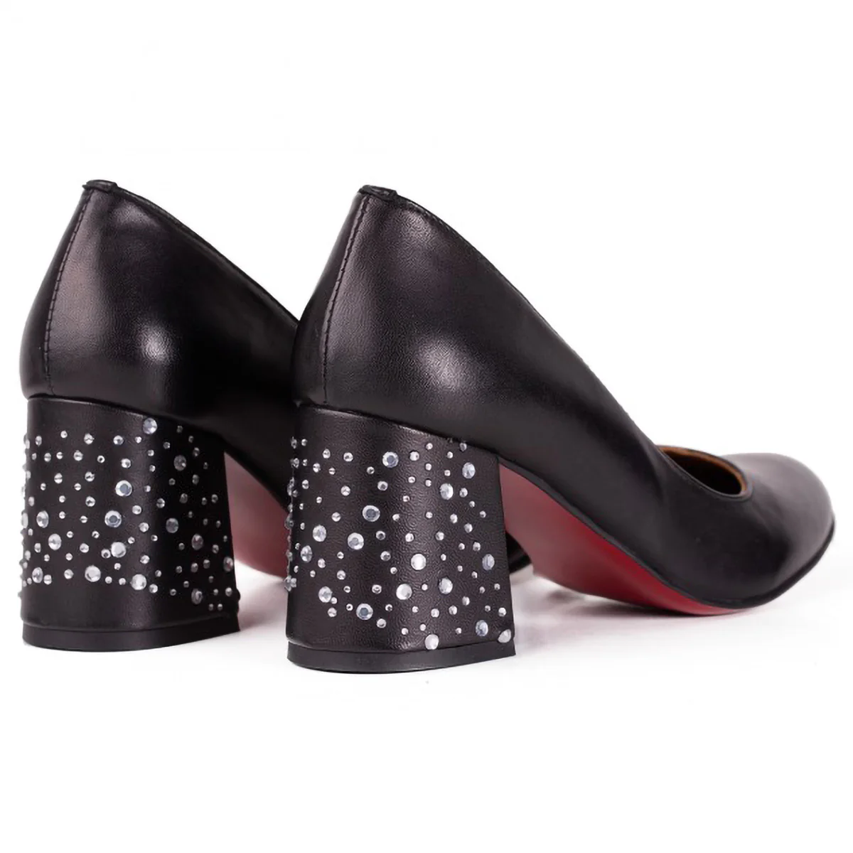 Pantofi dama din piele naturala neagra cu toc gros 6.5 cm 15738 - Image 3