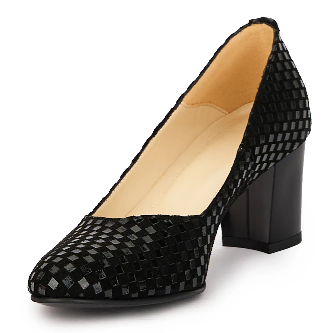 Pantofi dama din piele naturala neagra cu toc gros 6.5 cm 15964 - Image 3