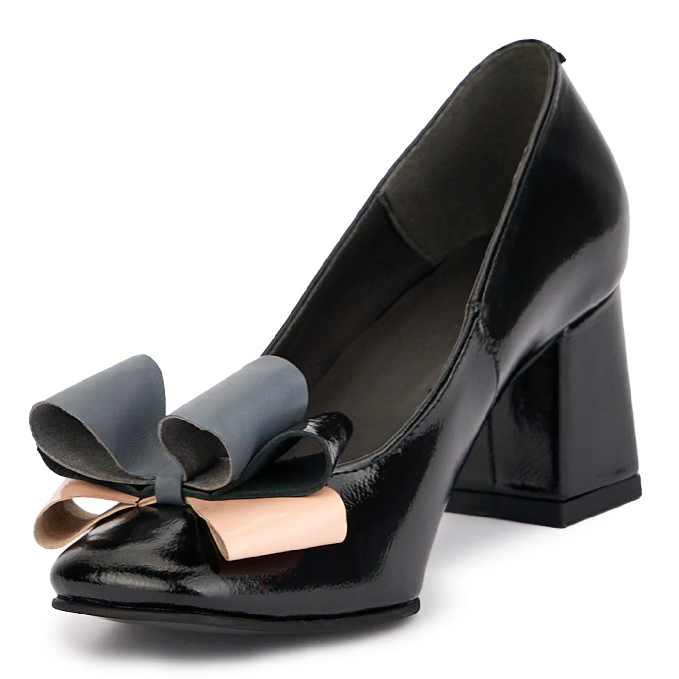 Pantofi dama din piele naturala neagra cu toc gros 6.5 cm 16814 - Image 3