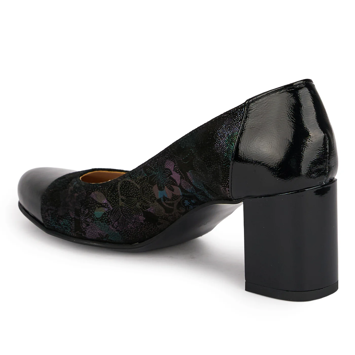 Pantofi dama din piele naturala neagra cu toc gros 6.5 cm 18836 - Image 2