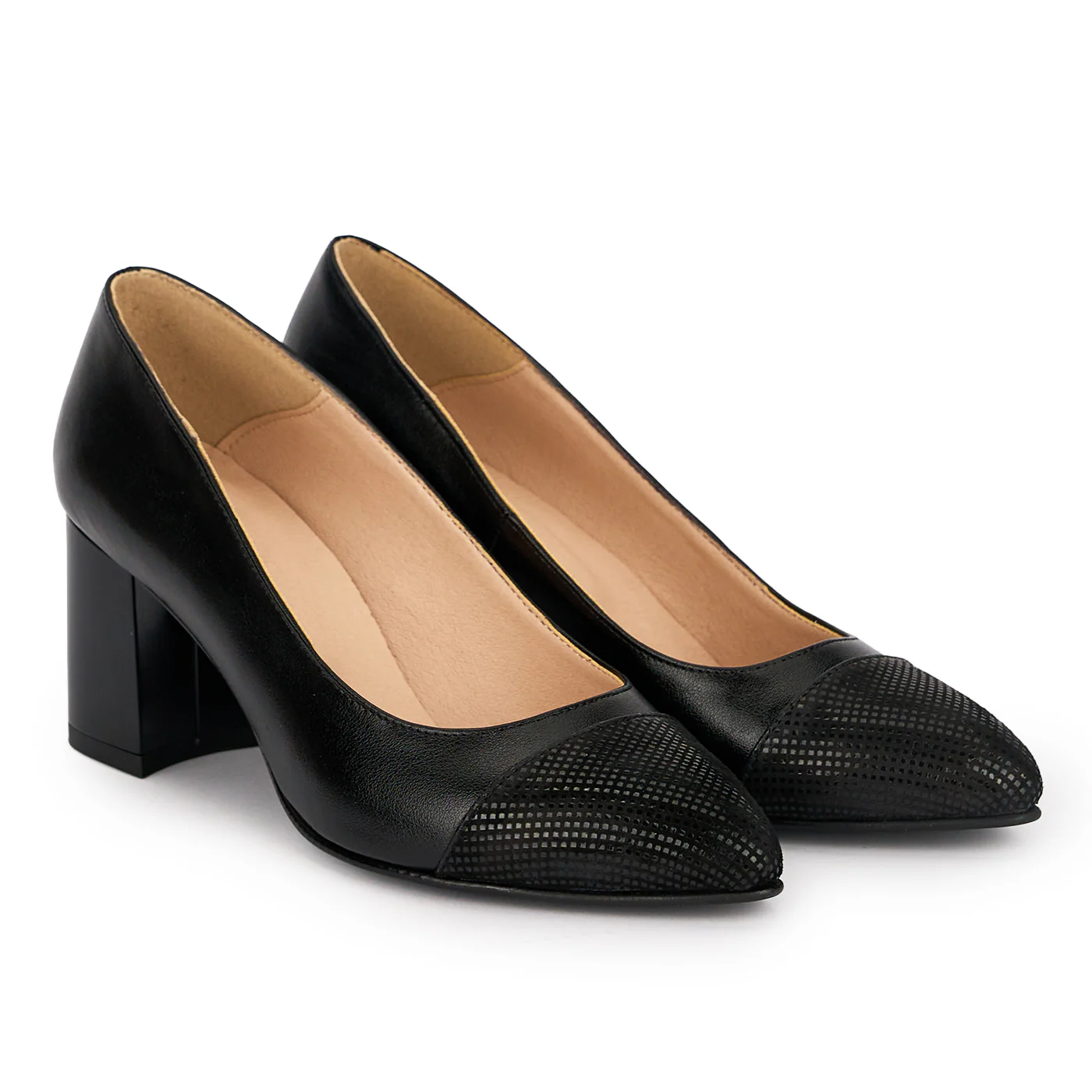 Pantofi dama din piele naturala neagra cu toc gros 6.5 cm 18845 - Image 4